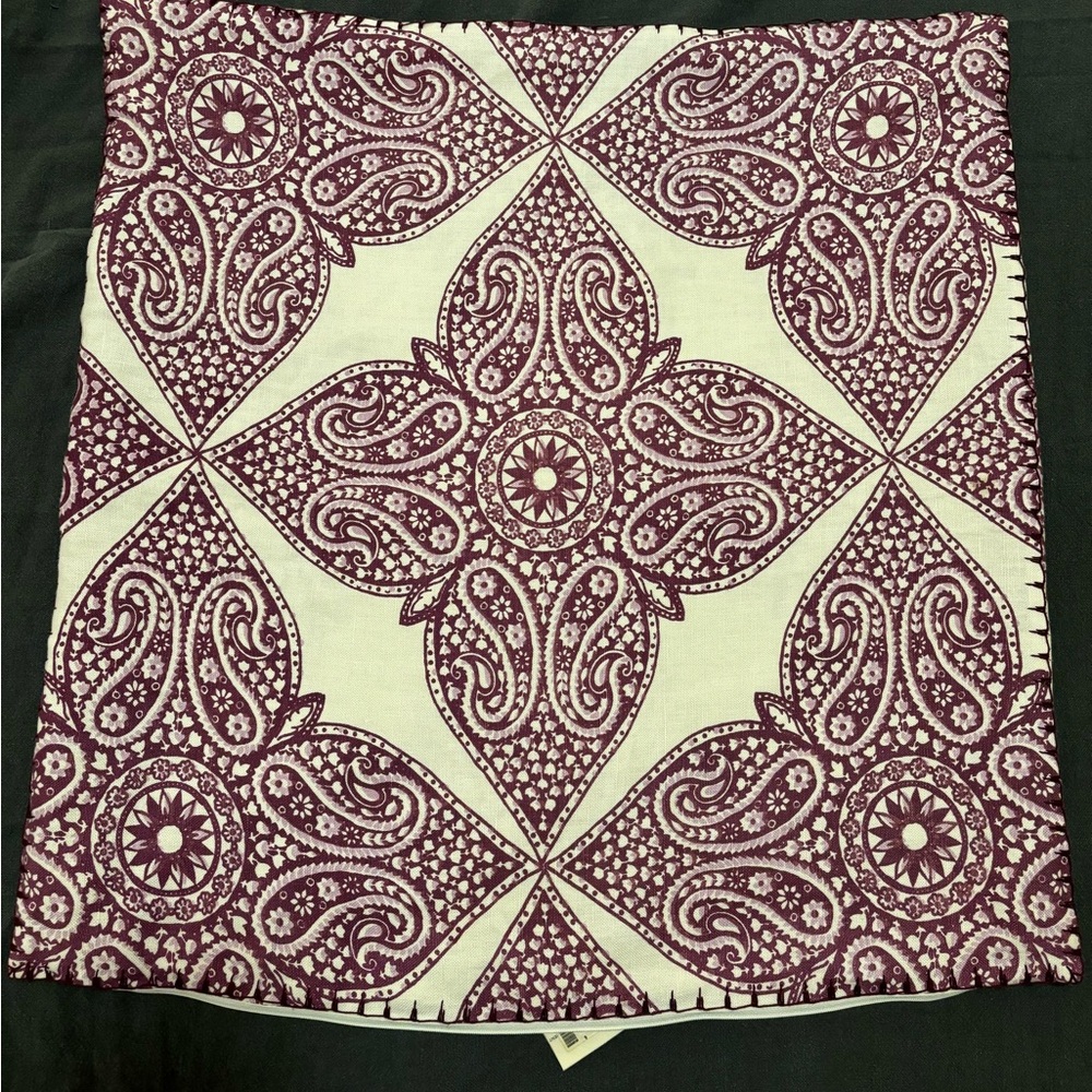 John Robshaw Paisley Patterned Linen Euro size pillow Cover